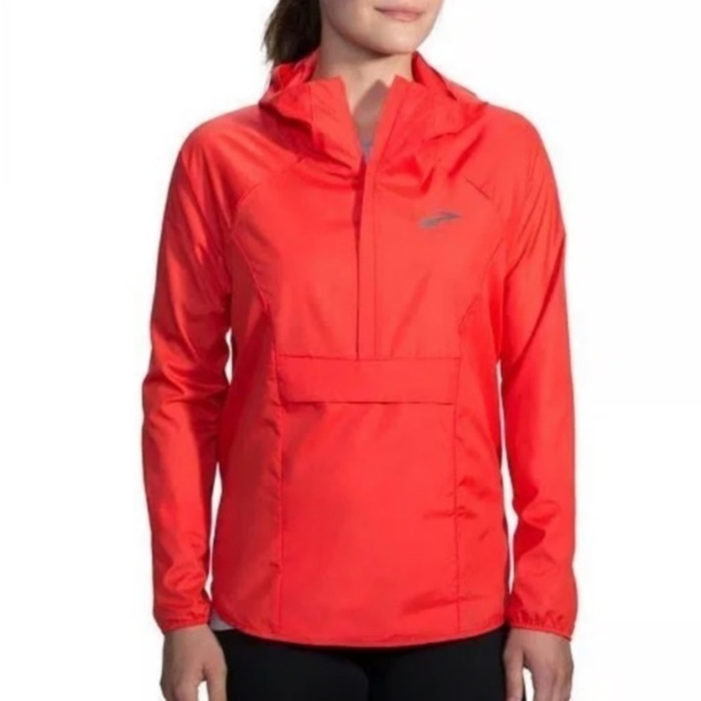 Brooks Cascadia Trail Running Windbreaker Shell Jacket Red Orange Womens M